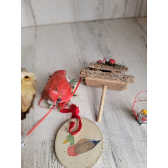 Unique bird house vintage ornament owl goose red cardinal set - Picture 5 of 9